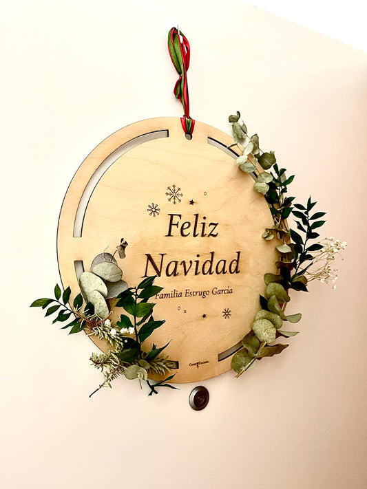 Corona de Navidad Personalizada para Puerta - Diseño Artesanal y Exclusivo